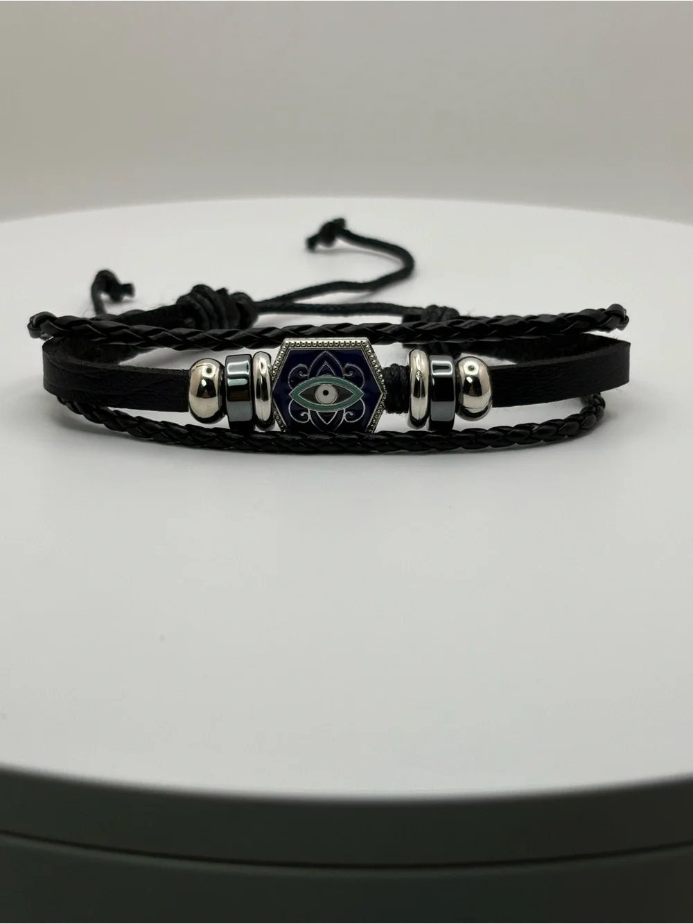 NEW Evil Eye Protection Black Layered Adjustable Bracelet